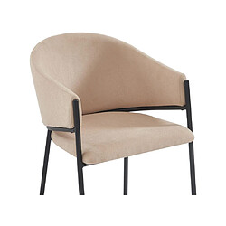 Lot de 2 chaises avec accoudoirs en tissu et métal noir - Beige - ORDIDA de Pascal MORABITO pas cher