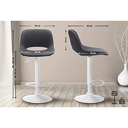 Avis Decoshop26 Tabouret de bar chaise haute x1 avec repose-pieds en PVC noir piètement métallique blanc 10_0004588