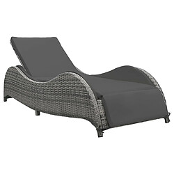 vidaXL Chaise longue avec coussin Résine tressée Anthracite