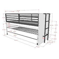 Acheter VIPACK Lit mi-haut 90x200 sam avec gigogne