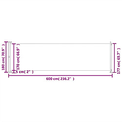 vidaXL Auvent latéral rétractable de patio 180x600 cm Noir pas cher