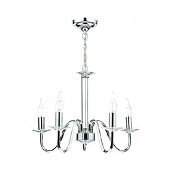 Luminaire Center Suspension Pique Cristal,chrome poli 5 ampoules 39cm