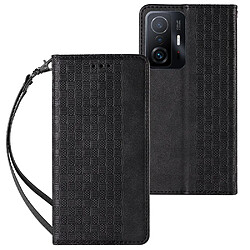 Ozzzo magnet strap coque coque pour samsung galaxy a12 5g pouch wallet + mini longe pendentif noir