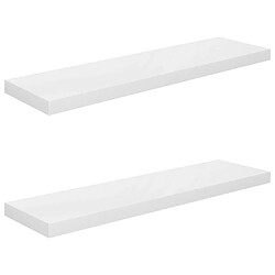 Maison Chic Lot de 2 Étagère murale flottante,Etagère de rangement Blanc brillant 90x23,5x3,8cm MDF -MN56432