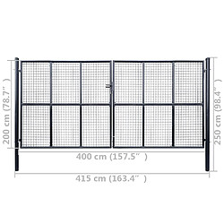 vidaXL Portail en maille de jardin Acier galvanisé 400 x 200 cm Gris pas cher