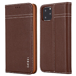 Wewoo Coque Pour iPhone 11 Pro GEBEI Etui de protection en cuir à rabat avec support et fentes cartes Marron