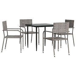 vidaXL Ensemble à manger de jardin 5pcs gris/noir résine tressée/acier