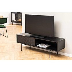 Concept Usine Meuble TV 140 cm noir avec porte coulissante et 1 niche JUPITER