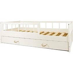 Velinda Lit enfant bois scandinave 160x80cm blanc