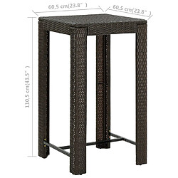 Acheter vidaXL Table de bar de jardin Marron 60,5x60,5x110,5 cm Résine tressée