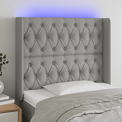 Maison Chic Tête de lit scandinave à LED,meuble de chambre Gris clair 93x16x118/128 cm Tissu -MN84520