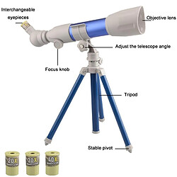 Avis Télescope Astronomique Pour Enfants Haute Définition Avec Trépied Et Lentilles Multiples Bleu YONIS