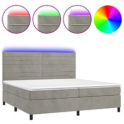 vidaXL Sommier à lattes de lit avec matelas LED Gris clair 200x200 cm