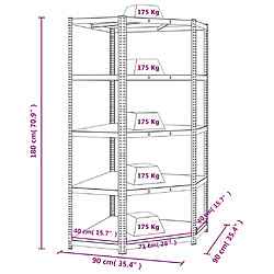 vidaXL Étagère d'angle à 5 niveaux Anthracite Acier bois d'ingénierie pas cher