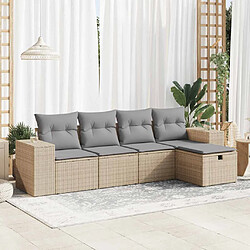 vidaXL Salon de jardin avec coussins 5 pcs beige résine tressée