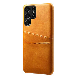 Coque en TPU + PU anti-rayures avec porte-cartes orange pour votre Samsung Galaxy S22 Ultra 5G