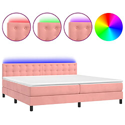 vidaXL Sommier à lattes de lit avec matelas et LED Rose 200x200 cm