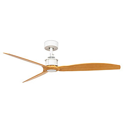 Faro Barcelona Ventilateur de plafond en bois blanc moyen, léger, avec moteur intelligent CC, 6 vitesses