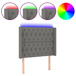 Maison Chic Tête de lit scandinave à LED,meuble de chambre Gris foncé 93x16x118/128 cm Tissu -MN68539