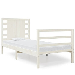 Maison Chic Lit Moderne Chambre - Cadre/structure de lit pour adulte Blanc Bois de pin massif 75x190 cm Petit simple -MN97583