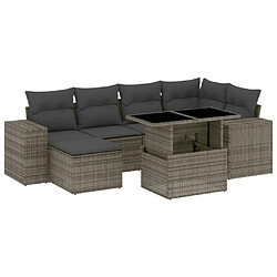 vidaXL Salon de jardin avec coussins 7 pcs gris résine tressée