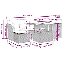 Acheter vidaXL Salon de jardin 7 pcs avec coussins noir résine tressée