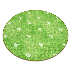 RUGSX Tapis pour enfants HEARTS cercle Jeans, vintage cœurs - vert cercle 100 cm