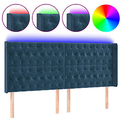 vidaXL Tête de lit à LED Bleu foncé 203x16x118/128 cm Velours