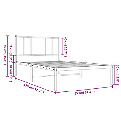 vidaXL Cadre de lit métal sans matelas avec tête de lit noir 90x190 cm pas cher