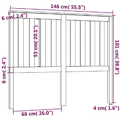 vidaXL Tête de lit Noir 146x6x101 cm Bois massif de pin pas cher