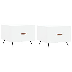 vidaXL Tables basses 2 pcs blanc 50x50x40 cm bois d'ingénierie