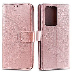 Etui en PU empreinte fleur or rose pour votre Samsung Galaxy Note 20 Pro