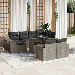 vidaXL Salon de jardin 11 pcs avec coussins gris clair résine tressée