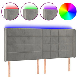 vidaXL Tête de lit à LED Gris clair 183x16x118/128 cm Velours