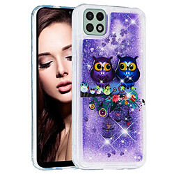 Coque en TPU anti-rayures, motif sables mouvants à paillettes Couple d'oiseaux pour votre Samsung Galaxy A22 5G (EU Version)