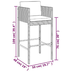 vidaXL Ensemble de bar de jardin 5 pcs avec coussins gris poly rotin pas cher