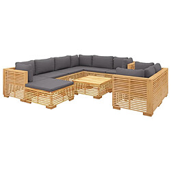 Avis Maison Chic Salon de jardin 10 pcs + coussins - Mobilier/Meubles de jardin - Table et chaises d'extérieur Bois de teck solide -MN36246