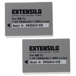 Vhbw EXTENSILO 2x Batteries remplacement pour Canon NB-7L pour appareil photo, reflex numérique (1000mAh, 7,4V, Li-ion)