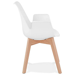 Avis Mes Fauteuil design 50x58,5x82 cm blanc et pieds naturels - SHAFT