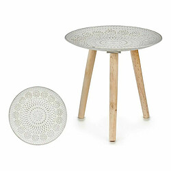 Avis Gift Decor Table d'appoint Mandala 40 x 39 x 40 cm Bois Marron Blanc