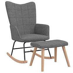 Maison Chic Chaise à bascule avec tabouret | Fauteuil Relax Gris foncé Tissu -GKD39070