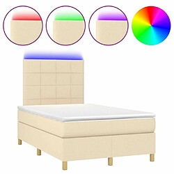 Sommier à lattes,Cadre à lattes de lit et matelas et LED pour Adulte Crème 120x200cm Tissu -MN72260