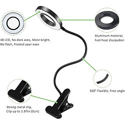 BESTA 7W USB Lampe de Bureau à Pince, 3 Couleurs et 10 Luminosité Réglables, 48 LED 360° Flexible, Lampe Pince pour Lit, Liseuse Lampe de Lecture Livre, Dimmable USB Clip Lampe de Chevet pour Lire (Noir)