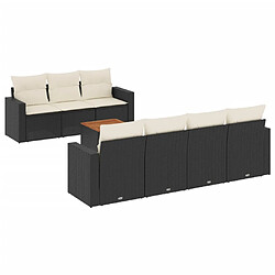 vidaXL Salon de jardin 8 pcs avec coussins noir résine tressée