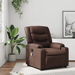 vidaXL Fauteuil de massage inclinable Marron Similicuir