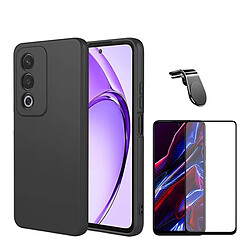 Kit De Film En Verre Trempé À Couverture Complète 5D + Couvercle En Silicone Liquide + Support Magnétique L Phonecare Compatible avec Oppo A80 5G - Noir