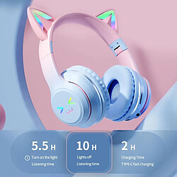 Yonis Casque Audio LED Oreilles De Chat Vert Bluetooth pas cher