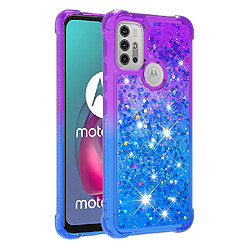 Coque en TPU Antichoc Dégradé Paillettes Paillettes Sable Mouvant violet/bleu pour votre Motorola Moto G30/G10