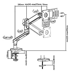 Avis Support d'écran Ergo Office, premium avec ressort à gaz, double bras 17"-32" 9 kg, ER-436