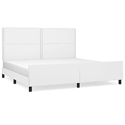 Maison Chic Lit adulte - Cadre Structure de lit avec tête de lit Contemporain Blanc 200x200 cm Similicuir -MN68781